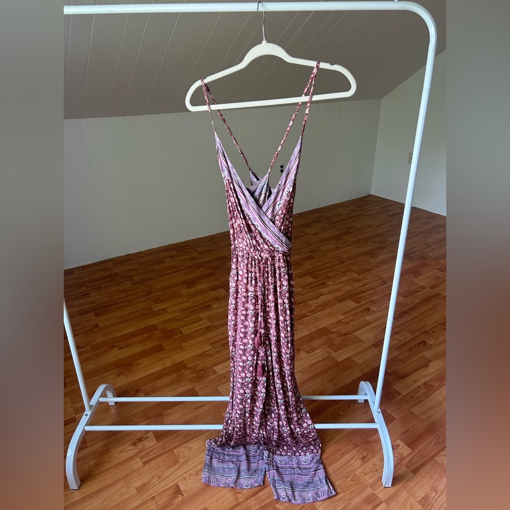 American Eagle Outfitters Floral Wide Leg Jumpsuit - Pink and White